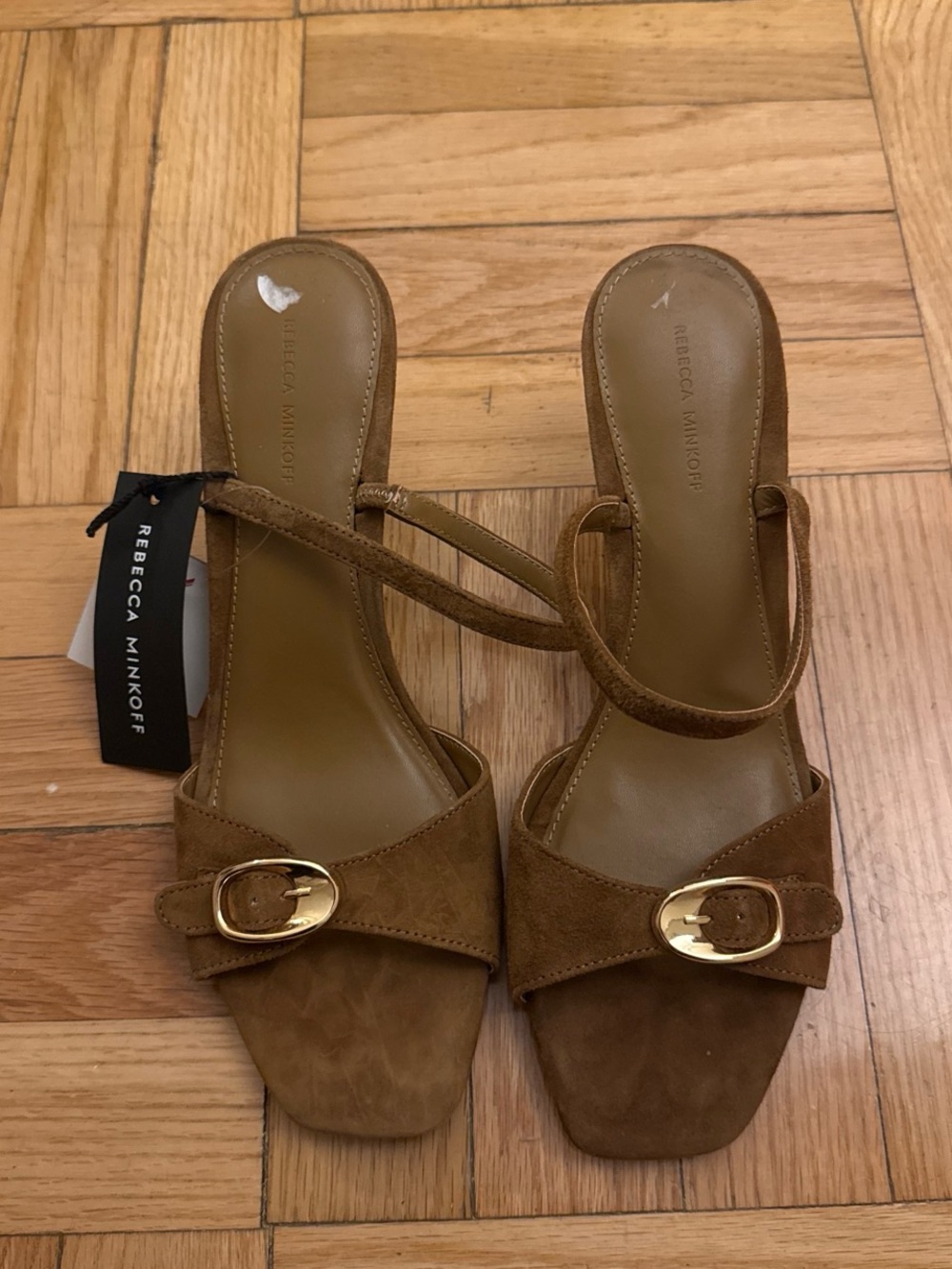 Rebecca Minkoff Brown Suede Buckle Slide heels NWT